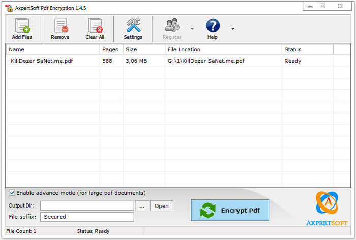 AxpertSoft PDF Encryption 1.4.5